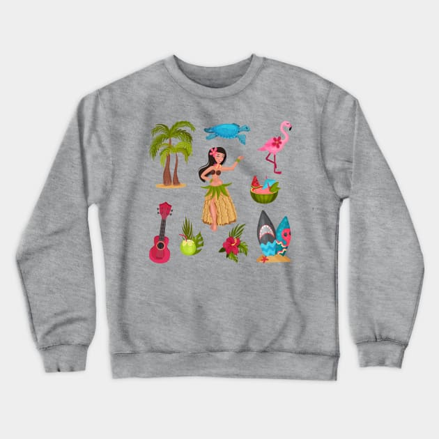 hawaii symbols collection Crewneck Sweatshirt by Mako Design 